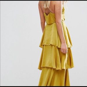 yellow tiered ruffle dress